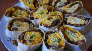 Рулет ЗАКУСКА из лаваша с грибами ВКУСНО и БЫСТРО