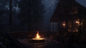Шум дождя у лесной хижины 🌲 Треск костра для глубокого сна