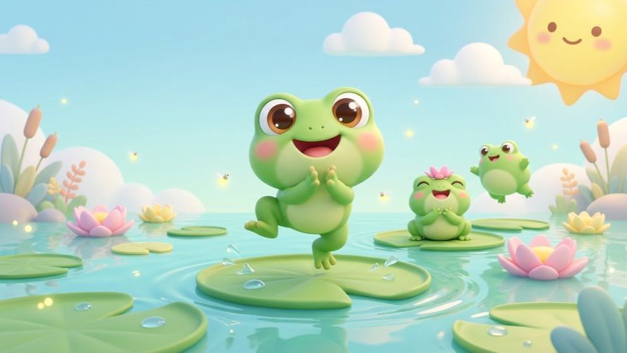 Прыг‑скок, ква‑ква‑ква 🐸 Новая веселая песня про лягушат | Детские песни и танцы для малышей смотреть онлайн