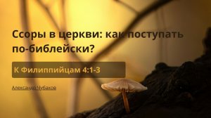 Ссоры в церкви: как поступать по-библейски? | К Филиппийцам 4:1-3 | Александр Чубаков