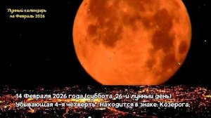 Лунный Календарь на ФЕВРАЛЬ 2026 года