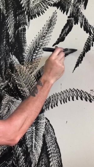 Китайская тушь на ткани.