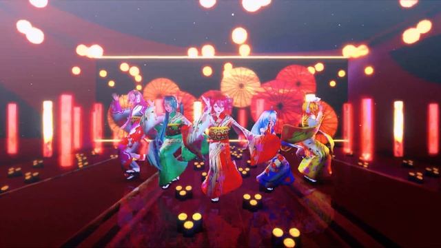 Teto Kasane - Yoshiwara Lament (Miku Hatsune, Luka Megurine, Rin Kagamine & Aina Harukaze Dance) смотреть онлайн