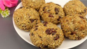 Овсяное печенье с клюквой. Без муки! Без сахара! Полезный десерт на 5 минут!