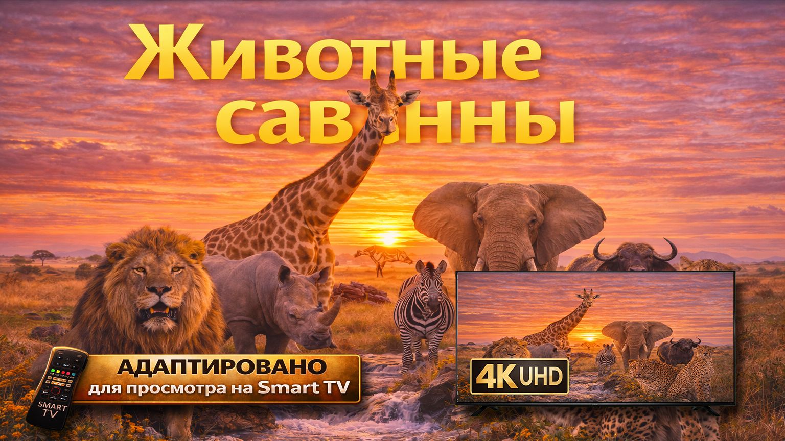 Животные саванны, релакс фильм о дикой природе Африки (Видео UHD) смотреть онлайн