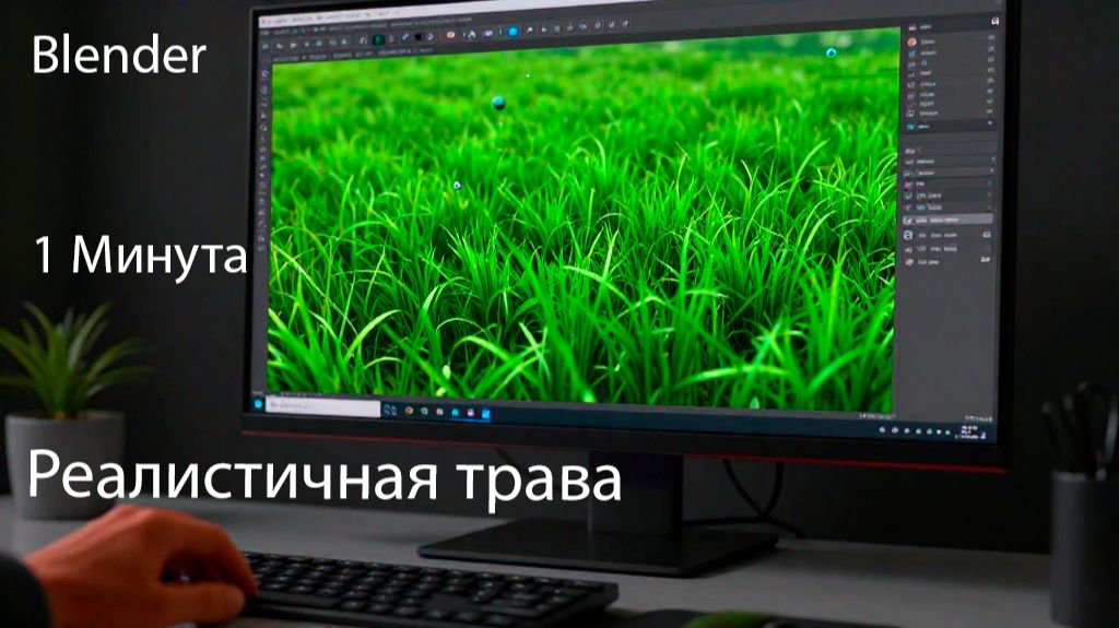 Создание травы в blender за ОДНУ МИНУТУ