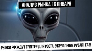 Анализ рынка 16 января. Рынок РФ готов к росту!Рубль укрепляют! Газ сильный! Биткойн упадет?