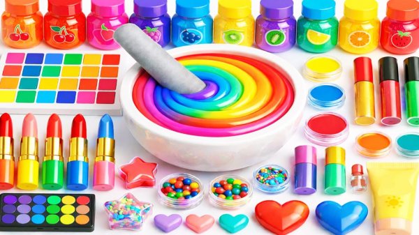 Мультики для детей. Яркий Слайм для девочек из яркой косметики. Смотреть онлайн мультики малышам