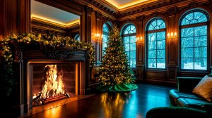 Уютный камин в рождественский вечер ❄️ Потрескивание дров и атмосфера праздника