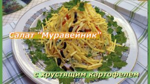 Салат "Муравейник"с хрустящим картофелем.