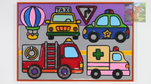 Пожарная машина, детская машинка для раскрашивания желе-раскраска скорой помощи смотреть онлайн