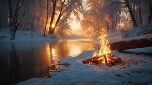 Приятные Звуки Костра. Зимняя Атмосфера спокойствия.