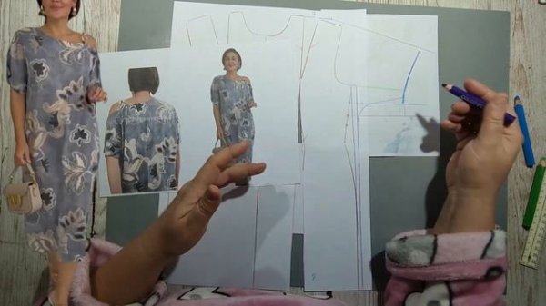 Моделирование. Платье со спущенным плечом с правой стороны и открытым с левой. Выкройка № 1934.