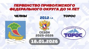 ЧЕЛНЫ vs ТОРОС 2012 18.01.2026. ПЕРВЕНСТВО ПРИВОЛЖСКОГО ФЕДЕРАЛЬНОГО ОКРУГА ДО 14 ЛЕТ.