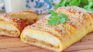 Кулебяка с капустой и яйцом из дрожжевого теста