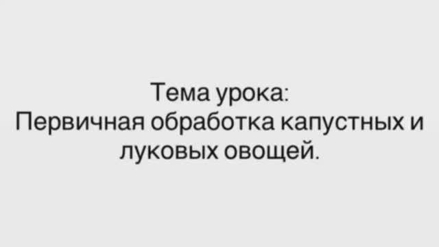 651, МДК 01.01, 19.01.2026 - Продолжение темы «Первичная обработка капустных и луковых овощей» смотреть онлайн
