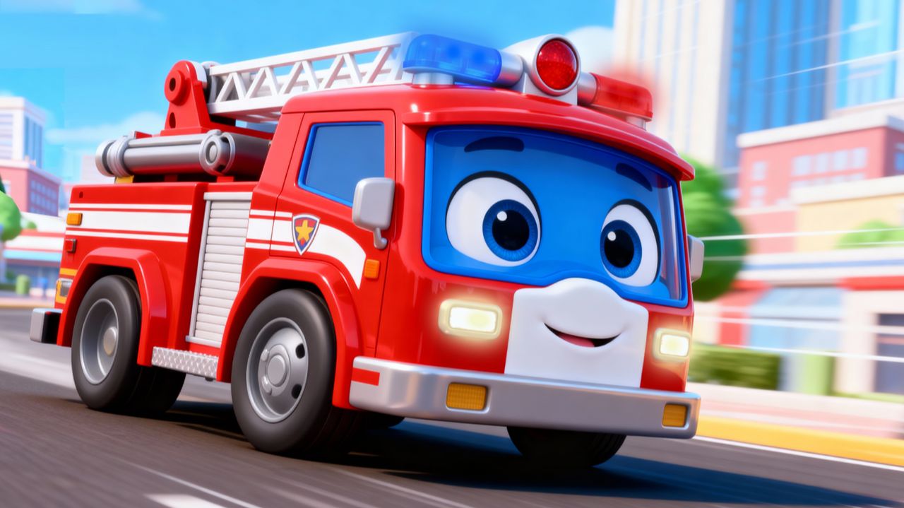 Пожарная машина - Ба-бам! Ба-бам! По улицам вперёд - Песенки про машинки для детей смотреть онлайн