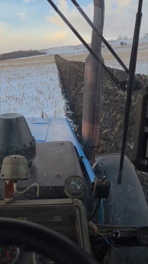 Пахота кукурузы по снегу 😱 Плуг ПС справляется 🔥💪