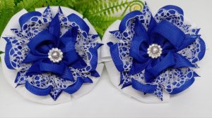 МК: Объёмные школьные бантики для девочки из репсовой ленты 4 см