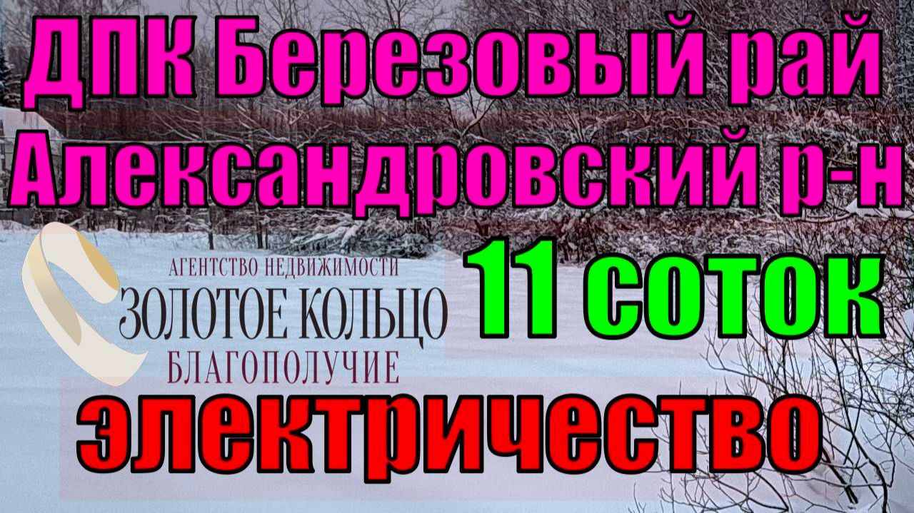 Продается участок 11 соток в ДПК Березовый Рай (рядом с дер. Полиносово), Александровский р-н. смотреть онлайн