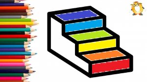 Мультик - раскраска для детей ЛЕСЕНКА. Учимся как просто нарисовать ЛЕСТНИЦА // ОБУЧАШКА ТВ