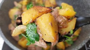 Жаркое из картофеля и печени на сковороде🥘