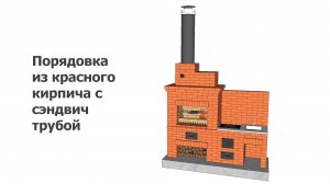 Порядовка из красного кирпича с сэндвич трубой