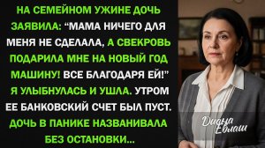 На новогоднем ужине дочь заявила: — Мама ничего для меня не сделала, а свекровь подарила мне машину!