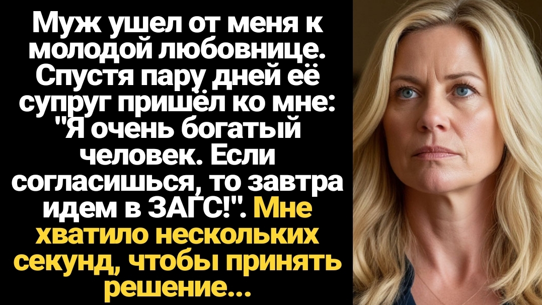 ИСТОРИИ ИЗ ЖИЗНИ/Муж ушёл к любовнице, спустя два дня её муж пришёл ко мне и смотреть онлайн