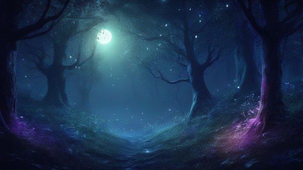 Mystical forest night