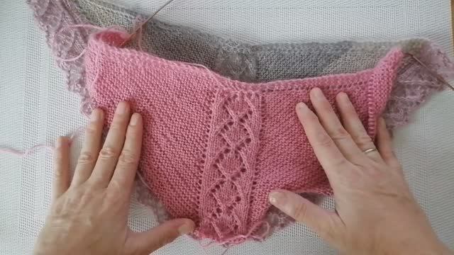 Ажурный платок Ромбы Часть 2 Горизонтальная вставка