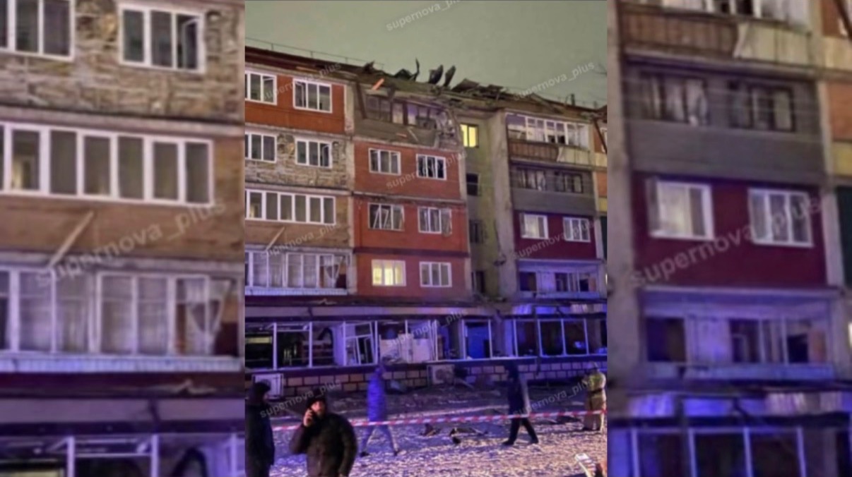 Появились кадры атаки БПЛА на Беслан. Повреждена жилая многоэтажка.18.01.2026 смотреть онлайн