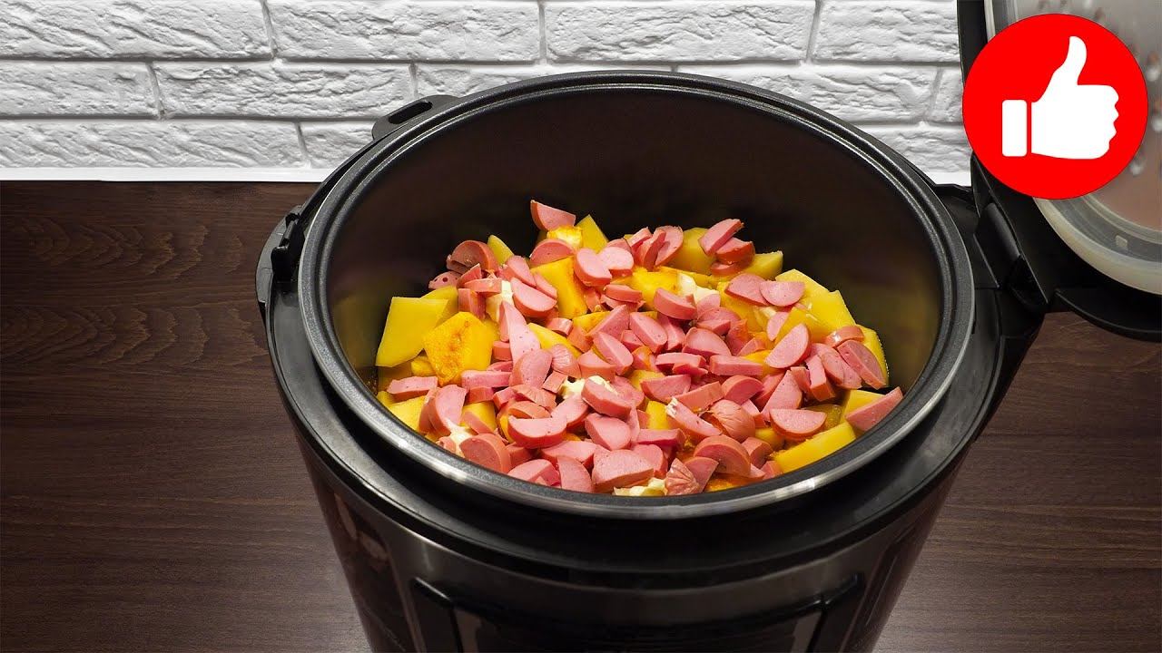 Ух, какая же это вкуснятина. Картошка с сосисками которую мало кто готовит в мультиварке на ужин смотреть онлайн