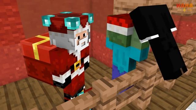 Херобрин наряжается Санта-Клаусом (Майнкрафт Анимация) смотреть онлайн