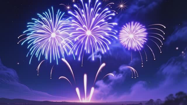 🎆 Фейерверки в фиолетовом небе — магия праздника! ✨
