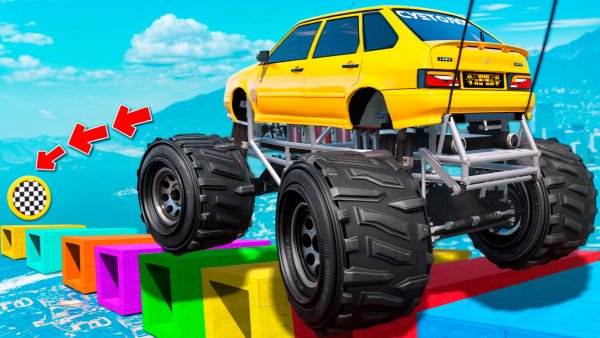 Как далеко сможет чит тачка проехать по дырявым блокам в ГТА 5! Эксперимент GTA 5 Online