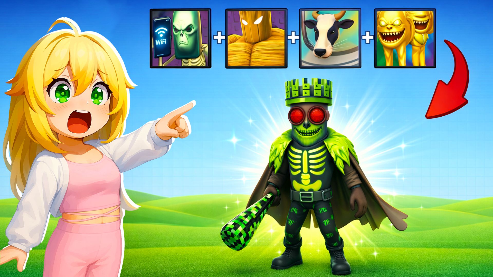 Объедини Брейнротов и получи 1x1x1x1 в Craft a Brainrot Roblox | БлокиТоки смотреть онлайн