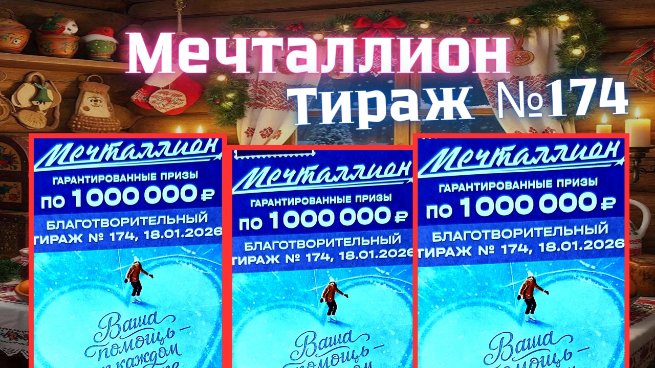 Проверить билет лотереи Мечталлион тираж №174 от 18 Января 2026, Национальная лотерея! смотреть онлайн