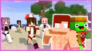 Джей Джей На пляже с Девушками! - Анимация для Майнкрафта
