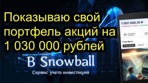 Показываю ПОРТФЕЛЬ АКЦИЙ на 1030 000 рублей в СЕРВИСЕ Snowball