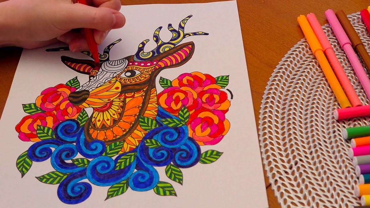 АНТИСТРЕСС РАСКРАСКА олень | Релакс, творчество и цветотерапия | CHILL WINTER LOFI HIP HOP