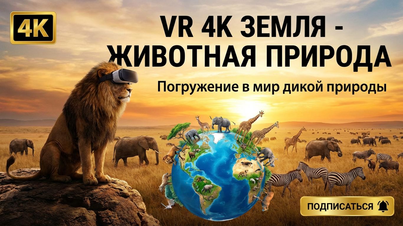 VR 4K ЗЕМЛЯ - ЖИВОТНАЯ ПРИРОДА