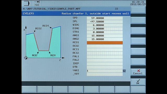 SINUMERIK 808D Tutorial Turning Part 15 - Cycle93 Groove-(1080p) смотреть онлайн