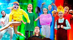 Школьники Огонь, Вода, Воздух, Земля! Друзья и Сила 4-ех Стихий! Мы Семья - Лучшее!