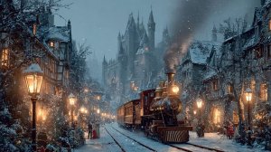 Рождественский ретро-джаз 🎄 | Ретро-поезд, замок и камин 4K| Уютная праздничная джазовая музыка🎶