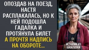 Опоздав на поезд, Настя расплакалась, но к ней подошла гадалка и дала билет… А прочтя на обороте ЭТО
