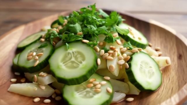 САЛАТ С ОГУРЦОМ И КУНЖУТОМ. Рецепт внутри! С Вас подписка, лайки и комменты! смотреть онлайн