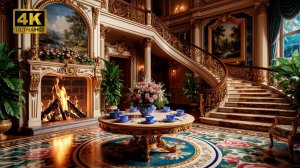 Камин 4К. Уютный вечерний камин в роскошных апартаментах — атмосфера тепла, уюта и элегантности.