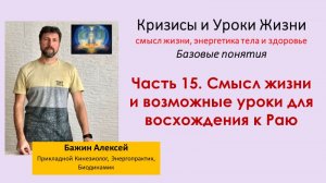 Смысл жизни и возможные уроки для восхождения к Раю|Кризисы и уроки жизни. Часть 15 [Алексей Бажин]