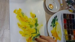 Урок рисования "Мимоза" ,  акварель.  Ведёт  Екатерина  Захарова
